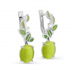 Серебряные серьги KABAROVSKY с улекситом, фианитом и эмалью K12-543-24313 фото