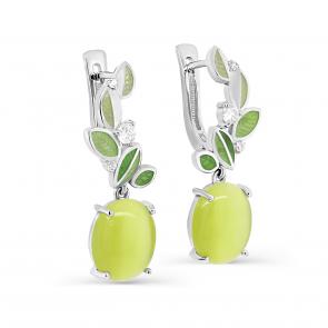 Серебряные серьги KABAROVSKY с улекситом, фианитом и эмалью K12-543-9413 фото