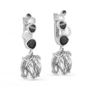 Серебряные серьги KABAROVSKY с кварцем и эмалью K12-544-5102 фото