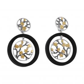 Серьги из золочёного серебра KABAROVSKY с деревом Граб K12-564-80081 фото