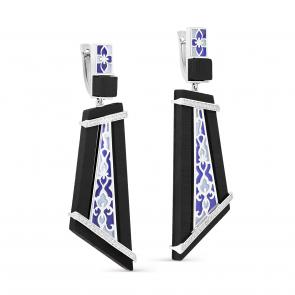 Серебряные серьги KABAROVSKY с фианитом и дерево грабом K12-568-80007 фото