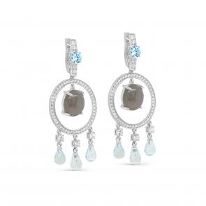 Серебряные серьги KABAROVSKY с топазом, фианитом и лунным камнем K12-577-8700 фото