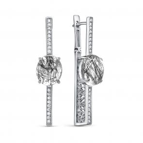 Серебряные серьги KABAROVSKY с фианитом и кварцем K12-579-5189 фото