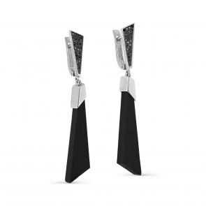 Серебряные серьги KABAROVSKY с фианитом и дерево грабом K12-587-80089 фото