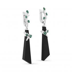 Серебряные серьги KABAROVSKY с эмалью и деревом Граб K12-588-80013 фото