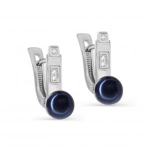 Серебряные серьги KABAROVSKY с фианитом и жемчугом K12-615-1600 фото