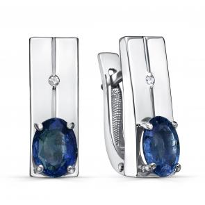Серебряные серьги KABAROVSKY с бриллиантом и сапфиром K12-637-1100 фото