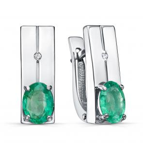 Серебряные серьги KABAROVSKY с бриллиантом и изумрудом K12-637-1200 фото