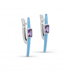 Серебряные серьги KABAROVSKY с фианитом и эмалью K12-649-40205 фото