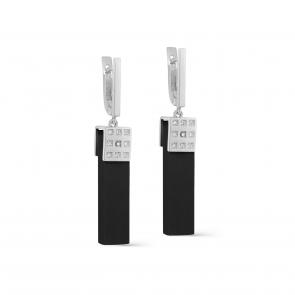 Серебряные серьги KABAROVSKY с фианитом и деревом Граб K12-651-80000 фото