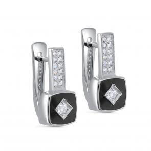 Серебряные серьги KABAROVSKY с фианитом и эмалью K12-663-7902 фото