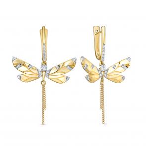 Серьги из золочёного серебра KABAROVSKY с фианитом K12-680-7931 фото