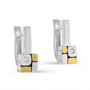 Серебряные серьги KABAROVSKY с бриллиантом и эмалью K12-700-1002 фото