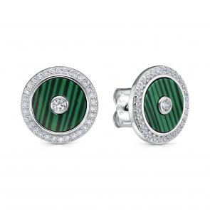 Серебряные серьги KABAROVSKY с фианитом и малахитом K12-7002-4600 фото