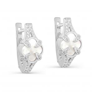 Серебряные серьги KABAROVSKY с фианитом и перламутром K12-704-6200 фото