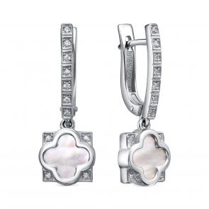 Серебряные серьги KABAROVSKY с фианитом и перламутром K12-705-6200 фото