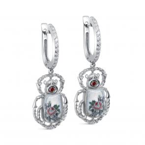 Серебряные серьги KABAROVSKY с фианитом и эмалью K12-729-40343 фото