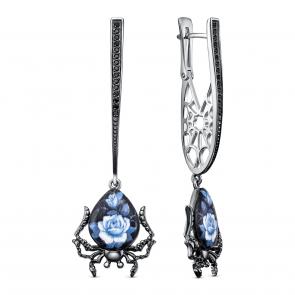 Серебряные серьги KABAROVSKY с фианитом и эмалью K12-730-41043 фото