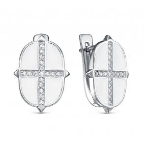 Серебряные серьги KABAROVSKY с фианитом и эмалью K12-736-7910 фото