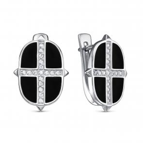 Серебряные серьги KABAROVSKY с фианитом и эмалью K12-736-7954 фото