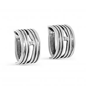 Серьги из черненого серебра KABAROVSKY с бриллиантом K12-737-1083 фото