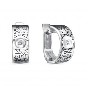 Серебряные серьги KABAROVSKY с бриллиантом и эмалью K12-739-1002 фото