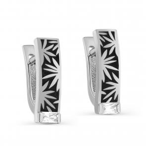 Серебряные серьги KABAROVSKY с фианитом и эмалью K12-744-7954 фото