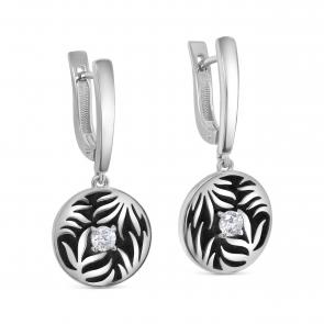 Серебряные серьги KABAROVSKY с фианитом и эмалью K12-745-7954 фото