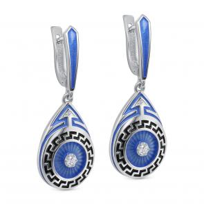 Серебряные серьги KABAROVSKY с фианитом и эмалью K12-755-7901 фото