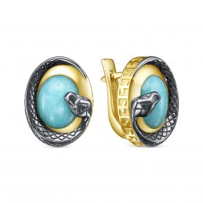 Серебряные серьги Символ года Змея  KABAROVSKY с амазонитом K12-770-20181 фото