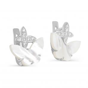 Серебряные серьги KABAROVSKY с фианитом и перламутром K12-773-6200 фото