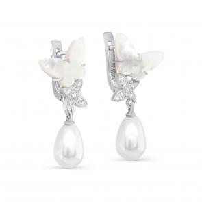 Серебряные серьги KABAROVSKY с фианитом, жемчугом и перламутром K12-774-6200 фото