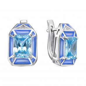 Серебряные серьги KABAROVSKY с фианитом и эмалью K12-783-40105 фото