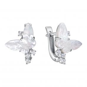 Серебряные серьги KABAROVSKY с фианитом и перламутром K12-790-6200 фото