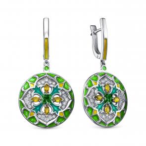 Серебряные серьги KABAROVSKY с фианитом и эмалью K12-797-0190 фото