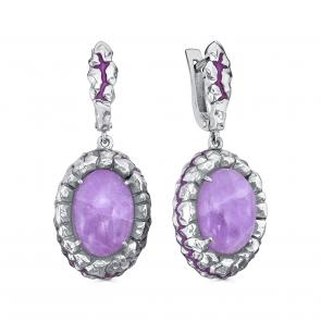 Серебряные серьги KABAROVSKY с фианитом и кунцитом K12-799-20311 фото