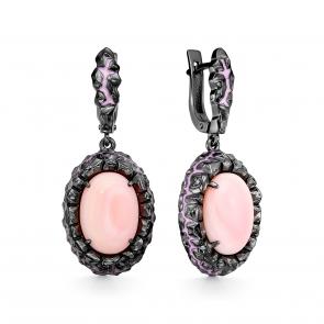 Серебряные серьги KABAROVSKY с фианитом, эмалью и перламутром K12-799-86211 фото