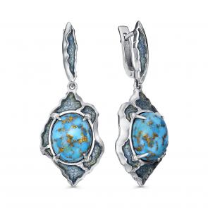 Серебряные серьги KABAROVSKY с бирюзой и эмалью K12-800-70507 фото