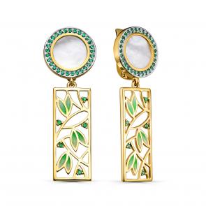 Серьги из лимонного серебра KABAROVSKY с фианитом, эмалью и перламутром K12-804-6231 фото