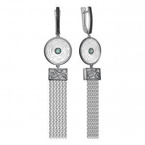 Серебряные серьги KABAROVSKY с фианитом и изумрудом K12-812-1289 фото