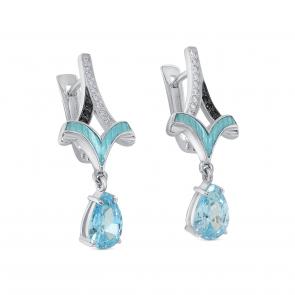 Серебряные серьги KABAROVSKY с фианитом и эмалью K12-815-40105 фото