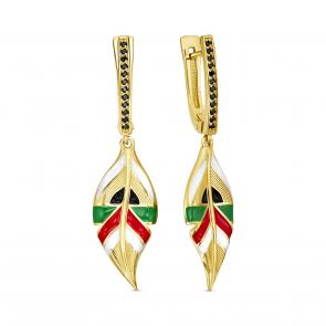 Серьги из лимонного серебра KABAROVSKY с фианитом и эмалью K12-816-41087 фото