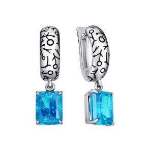 Серебряные серьги KABAROVSKY с бриллианитом и эмалью K12-822-12702 фото