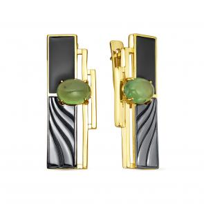 Серьги из лимонного серебра KABAROVSKY с серпентином K12-833-6881 фото