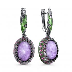 Серебряные серьги KABAROVSKY с кунцитом и эмалью K12-844-20301 фото