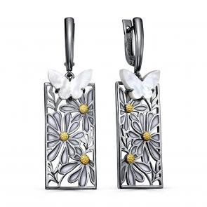 Серебряные серьги KABAROVSKY с эмалью и перламутром K12-859-6281 фото