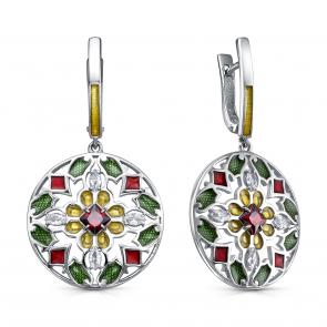 Серебряные серьги KABAROVSKY с фианитом и эмалью K12-864-0101 фото