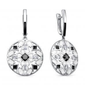 Серебряные серьги KABAROVSKY с фианитом и эмалью K12-864-0190 фото