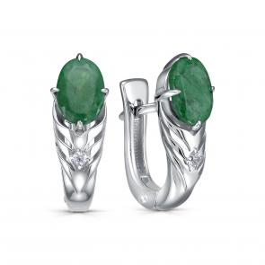 Серебряные серьги KABAROVSKY с фианитом и изумрудом K12-866-1200 фото
