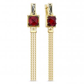 Серьги из лимонного серебра KABAROVSKY с эмалью и алпанитом K12-880-60302 фото